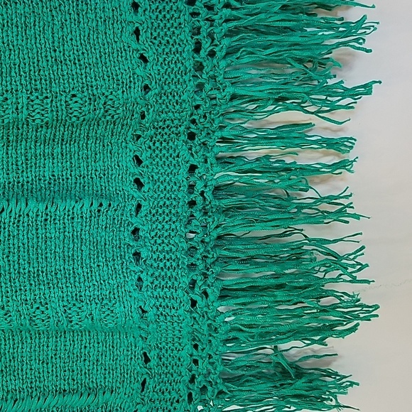 Women Size 1 Fringed Emerald Knit Top By Chico - Picture 4 of 7